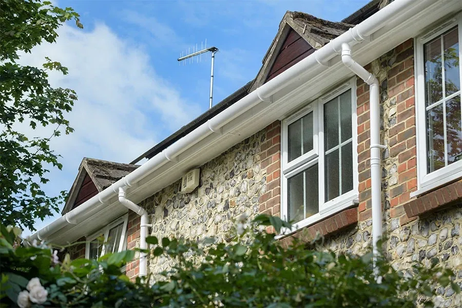 UPVC bargeboards and guttering on a UK bungalow