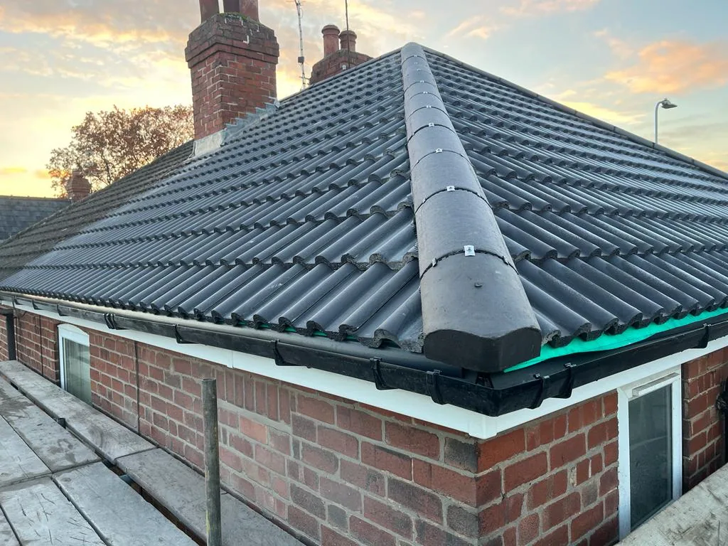 Completed tiled roof replacement on a British home