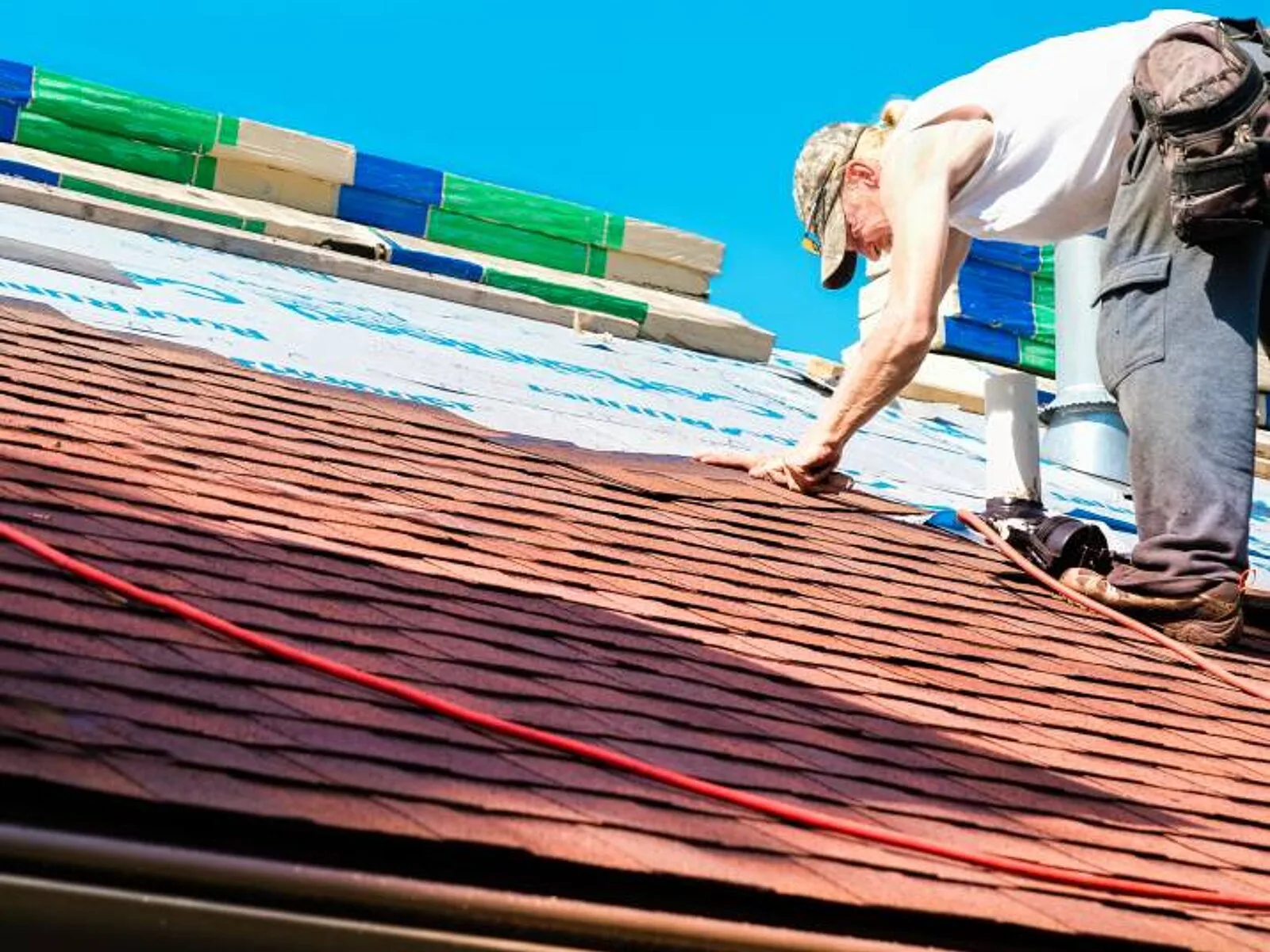 Roofing work in progress on a UK house